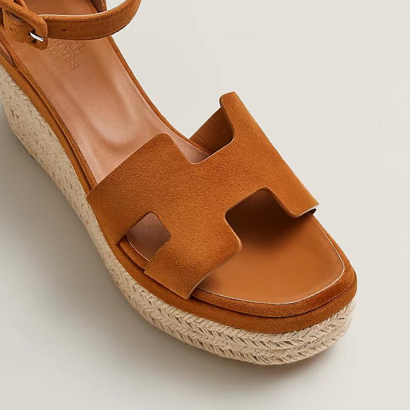 Dép Hermes Elda Espadrille Nữ Nâu